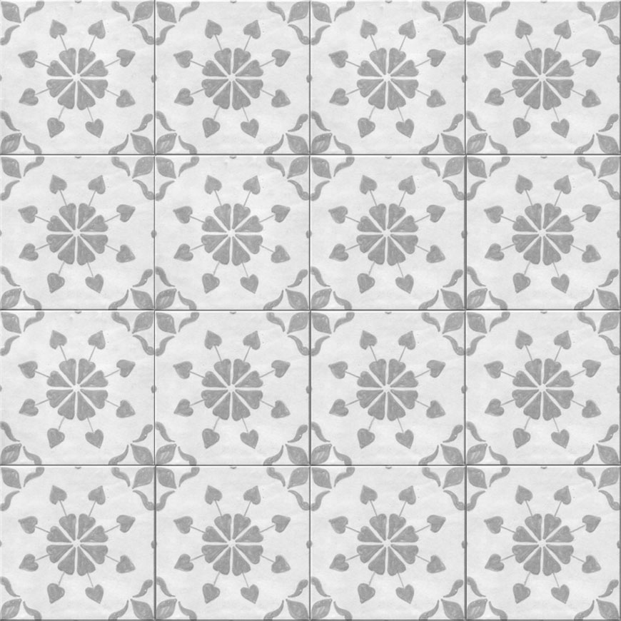 Mosaic House Moroccan tile Vela 1-27 White Dark Gray  hand painted handpainted 